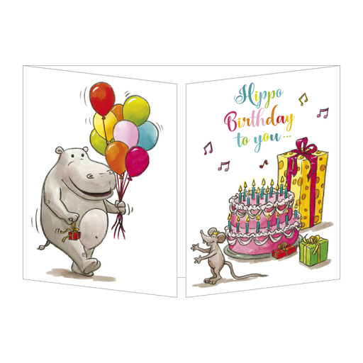 [CT 221] Carte Cache-Cache "L'hippopotame, les ballons et le cadeau"