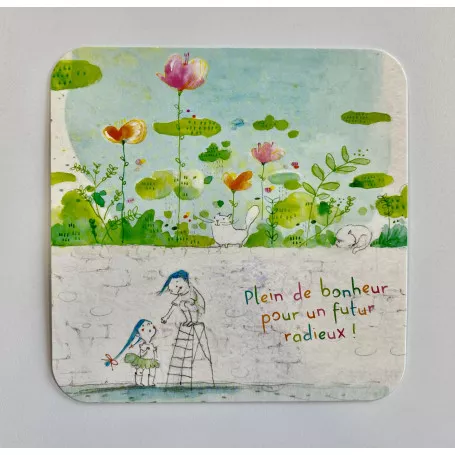 [BAR 254] Carte bords arrondis 14x14 F. Quatraro "Au-dela du mur"