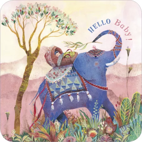 [BAR 205] BAR 205 Carte bords arrondis 14x14 Izou "Hello baby!"