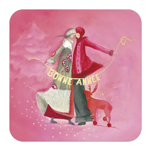 [BA 604] Carte carrée 14x14 Anso  "Bonne  année"