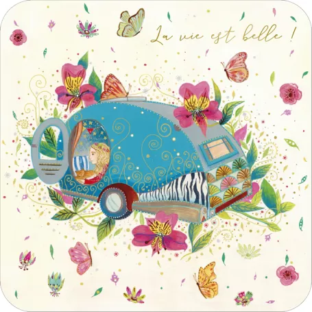 [BAR 184] BAR 184 Carte carrée 14x14 J Weyman "La vie est belle"