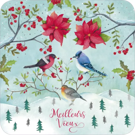 [BA 631] Carte carrée 14x14 Mila "Les roses de Noël"