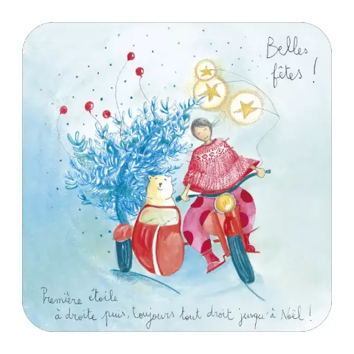[BA 630]  Carte carrée 14x14 Anso "Tout droit jusqu'à Noël"