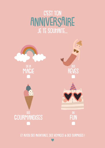 [CS 1208] CS 1208 Madame Grizzly carte anniversaire "à cocher fille"