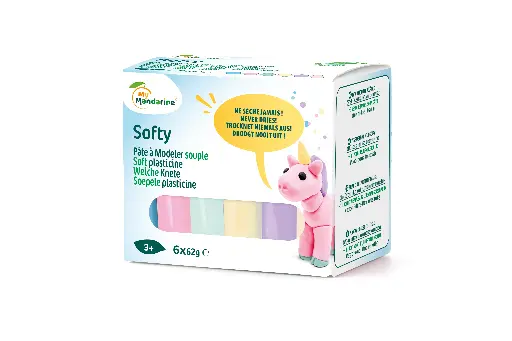 [SO0870006K02C] Softy - Assortiment 6 x 62g pâte à modeler enfant souple, pastel