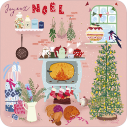 [BA 662] BA 662 Carte carrée A. Bussi "Noël au coin du feu"