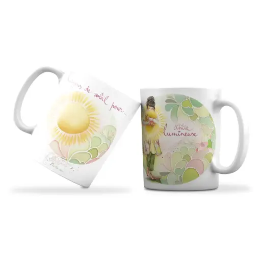 [MUG 963] Mug 963 en céramique MAT - émail blanc 250 ml Mon Amie Luce "Rayon de soleil"