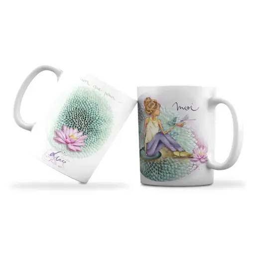 [MUG 964] Mug 964 en céramique MAT - émail blanc 250ml Mon Amie Luce  "Rien que pour moi"