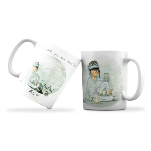 [MUG 966] Mug 966 en céramique MAT - émail blanc 250 m Mon Amie Luce  "Pas deux comme toi