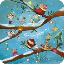[BA 618] BA 618 Carte carrée Laura Giraud "Les zozios de Noël"