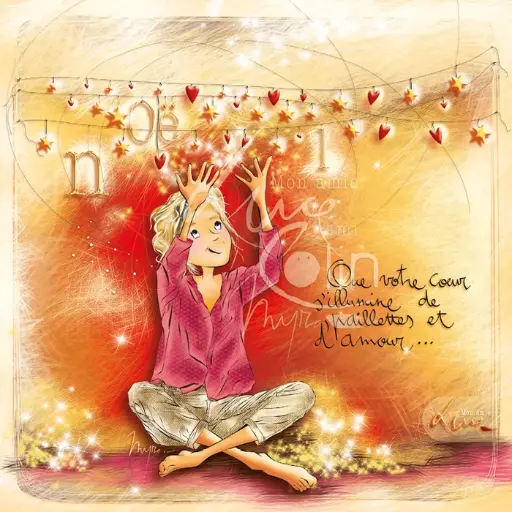 [CS 1230] CS 1230 - Carte Mon Amie Luce "Que votre cœur s'illumine de paillettes et d'amour"