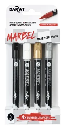 [DA0223001K01C] Marbel Set De 4 Marqueurs Universels Pointe Pointue Extra-Fine 0,7mm Assortiment Basic