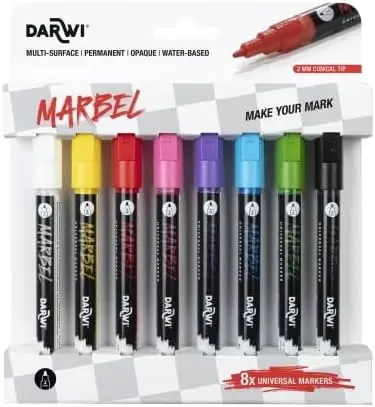 [DA0223002K01C] Marbel Set De 8 Marqueurs Universels Pointe Conique Fine 2mm Assortiment Vif