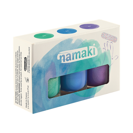 [NA110925] Coffret 3 vernis - Aurore boréale Caraïbes - Bleu électrique - Violet pailleté