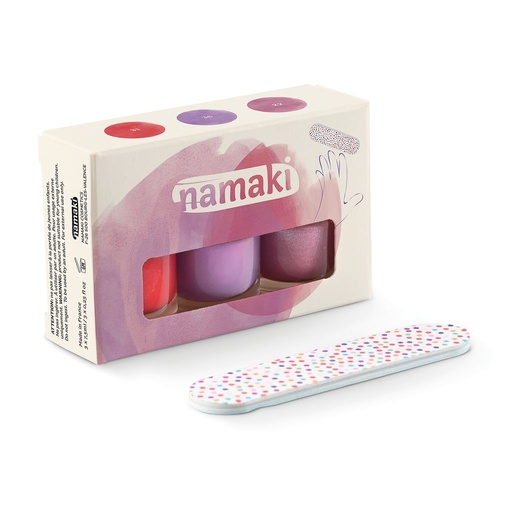 [NA110926] Coffret 3 vernis  - Roses éternelles Griotte - Mauve- Rose pailleté