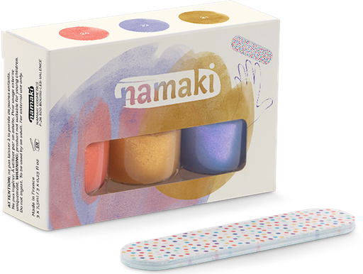 [NA110929] Coffret 3 vernis - Soleil couchant Corail - Bleu lavande- Or 