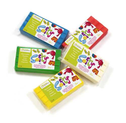 [SO0880005K01C] Lot 5 x Super Softy 350g - Couleurs de base  (blanc, bleu, rouge, vert, jaune)