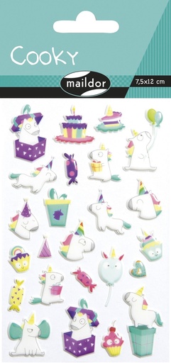 [CY120C] Cooky, Sach 1 pl 7,5x12cm, Licorne anniversaire