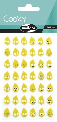 [CY089C] * Cooky, Sach 1 pl 7,5x12cm, Emoticônes citrons