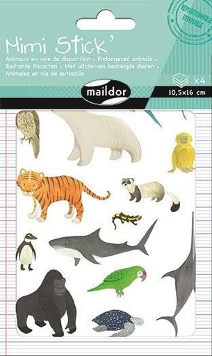 [AE021O] Mimi Stick', Sach 4 pl 10,5x16cm, Animaux en voie de disparition