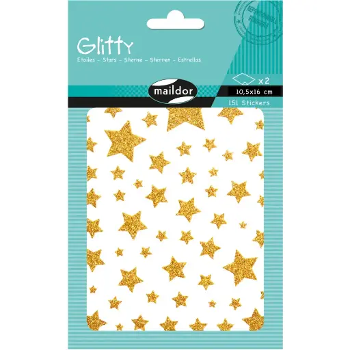 [AE150C] Glitty, Sach 2 pl 10,5x16cm, Etoiles, Rose pâle et or