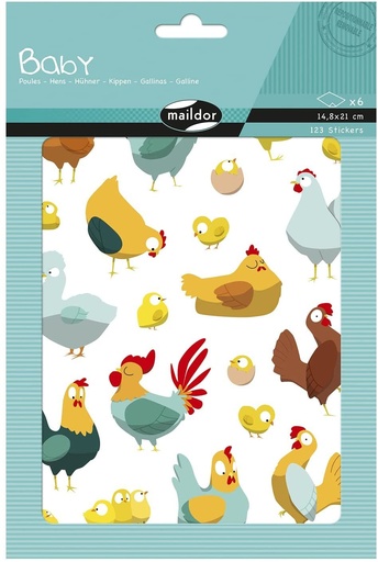 [AE211C] Baby, Sach 6 pl 14,8x21cm, Poules