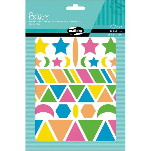 [AE048O] Baby, Geometrische fig. 6vel, fluo