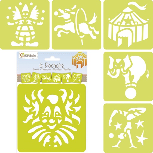 [42454MD] * Set de 6 pochoirs enfants, Cirque