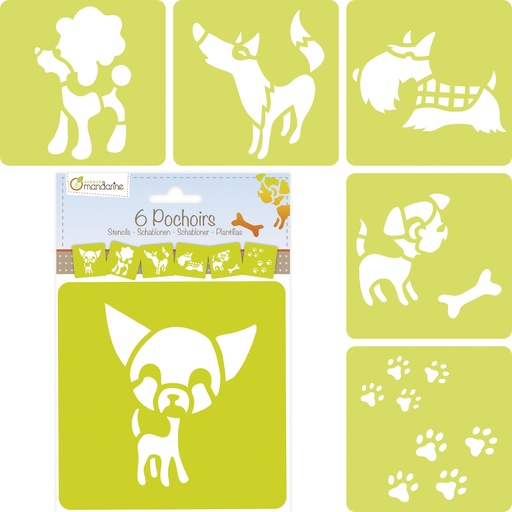 [42642O] * Set de 6 pochoirs enfants, Chiens