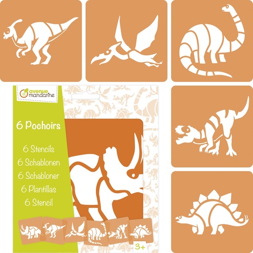 [42449MD] Set de 6 pochoirs enfants, Dinosaures