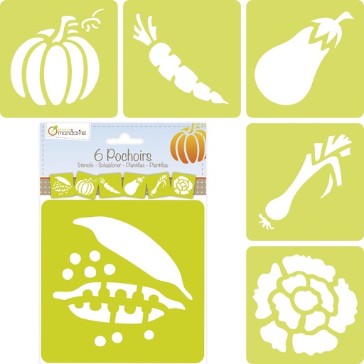 [42452MD] Set de 6 pochoirs enfants, Légumes