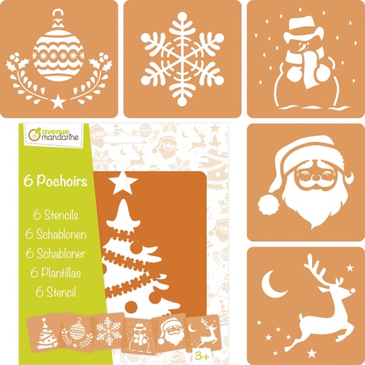 [42455MD] Set de 6 pochoirs enfants, Noël
