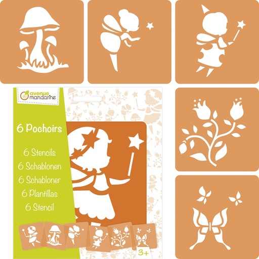 [42839O] Set de 6 pochoirs enfants, Fées