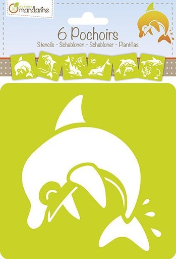 [PO004] * Set of 6 assorted stencils, Dolphins