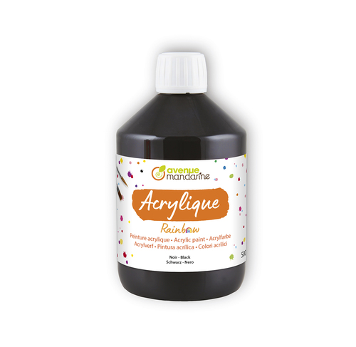 [RB0250500100C] Peinture acrylique Rainbow 500mL Noir