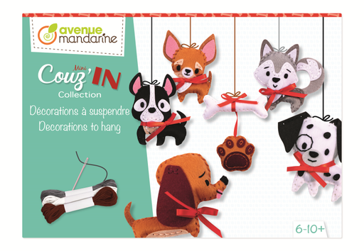 [KC109C] * Boîte créative, Mini Couz'IN, Décorations à suspendre, Chiens