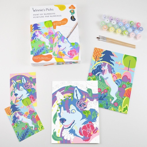 [WP-KIDPBN-3] Peinture numéro Husky et Licorne