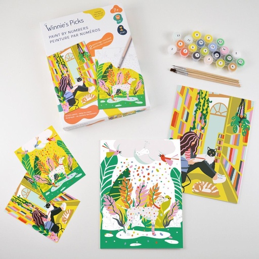 [WP-KIDPBN-6] Peinture numéro Chien confetti et bibliothèque