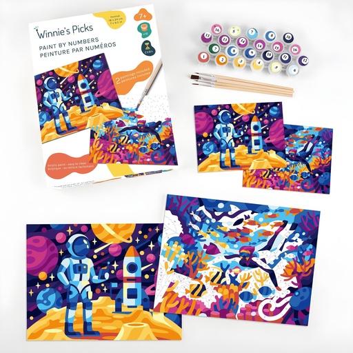 [WP-KIDPBN-7] Peinture numéro Astronaute et Vie marine
