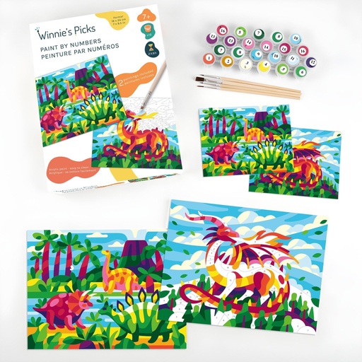 [WP-KIDPBN-8] Peinture numéro Dinosaures et Dragon