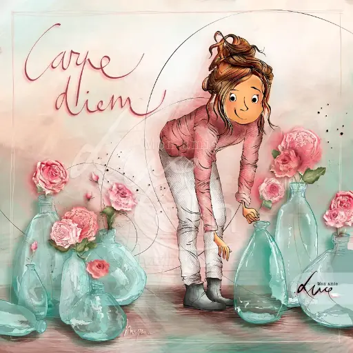 [CS 1180] CS 1180 - Carte Mon Amie Luce "Carpe Diem (roses)"